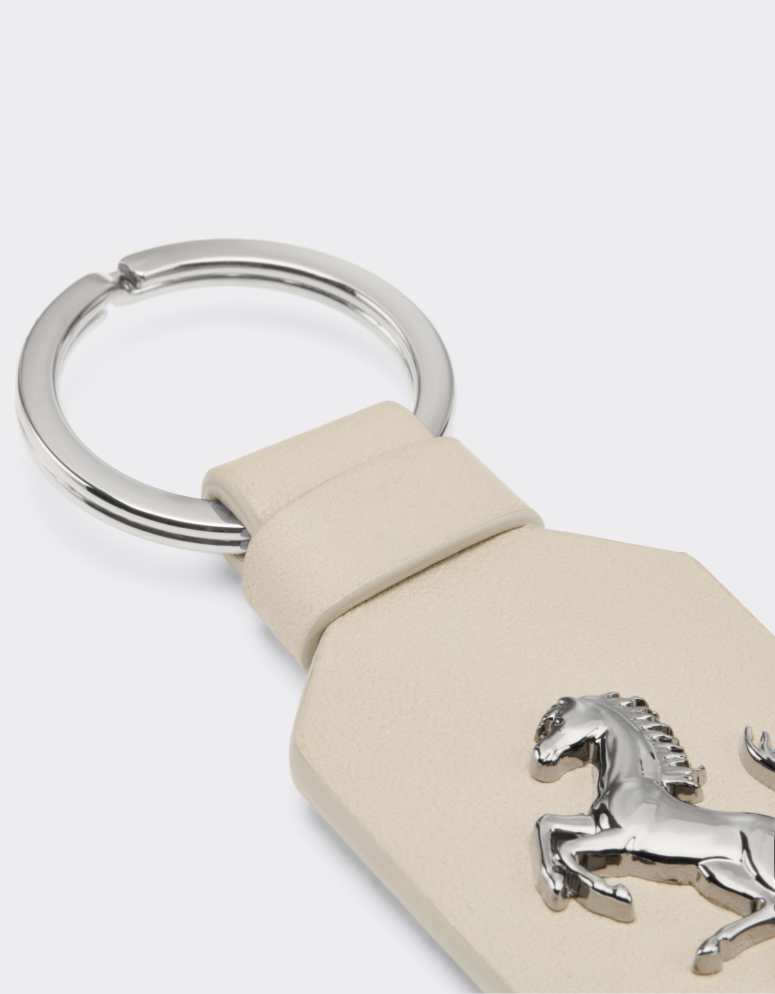 Ferrari Leather keychain with prancing horse Chalk 49222f