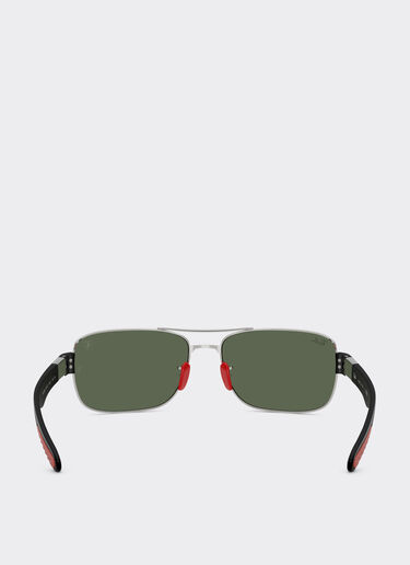 Ray-Ban for Scuderia Ferrari RB3763M in silver-tone metal and black plastic with dark green lenses Ferrari Ray-Ban for Scuderia Ferrari RB3763M in silver-tone metal and black plastic with dark green lenses Silver LA01Ff