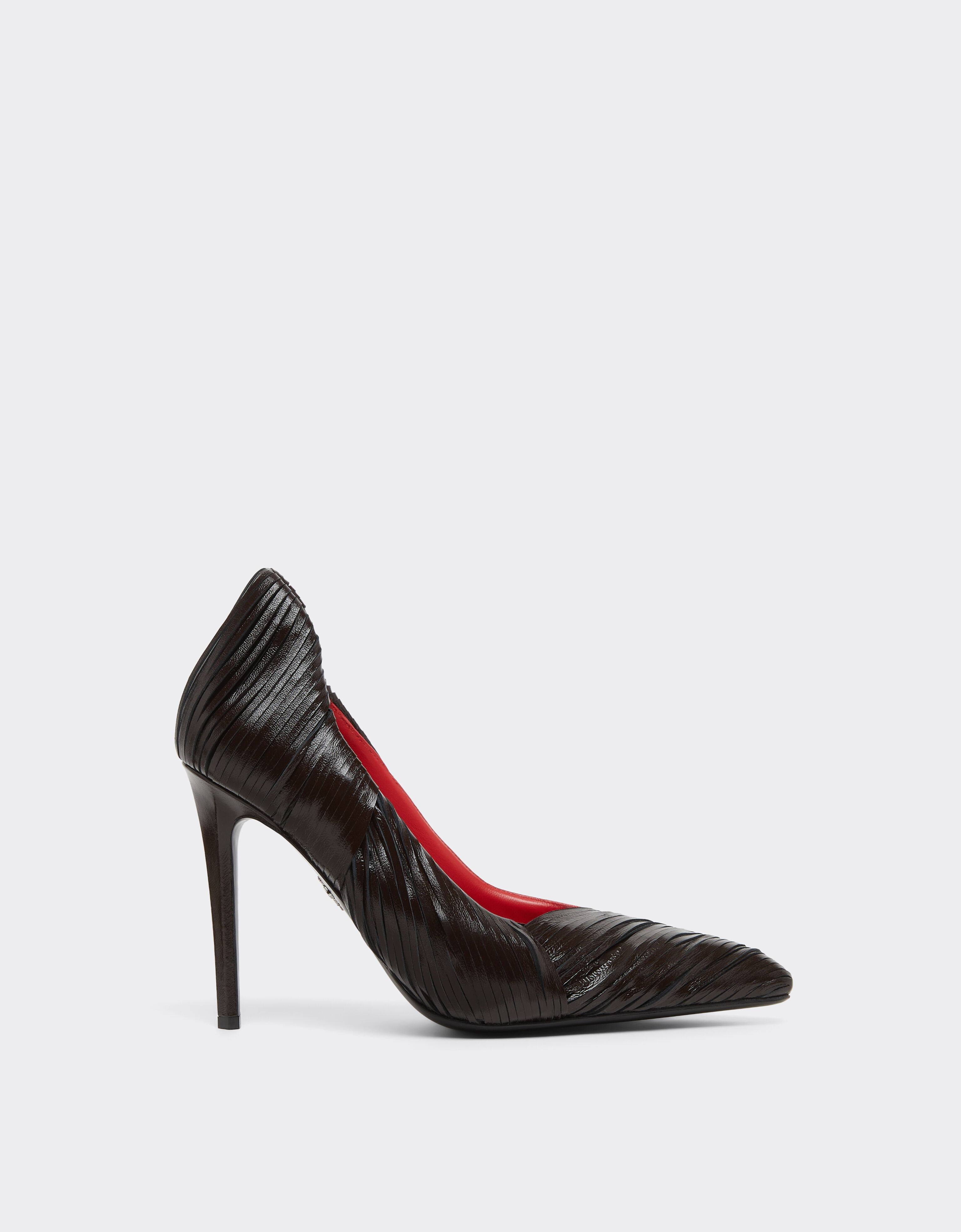 Ferrari Escarpins en cuir effet wet-glossy Marrone Scuro 51308f