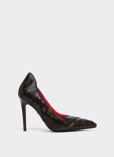 Ferrari Wet-glossy leather pumps Marrone Scuro 51308f