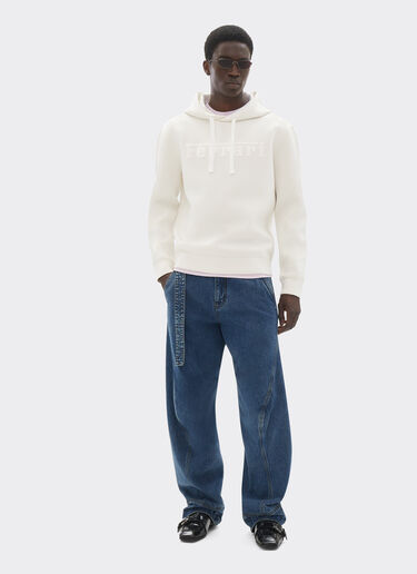 Ferrari Hooded sweatshirt in scuba Ivory 49280f