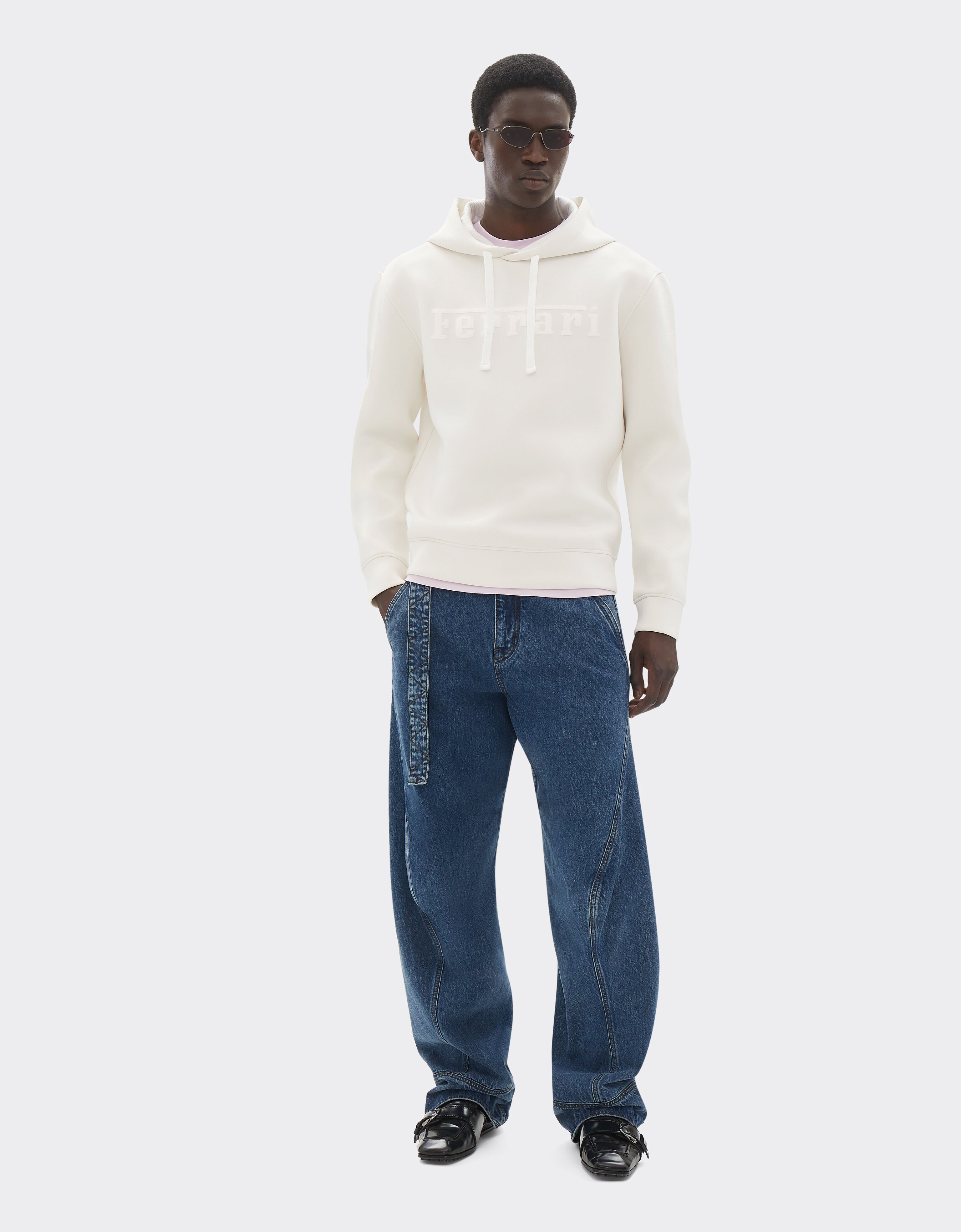 Ferrari Hooded sweatshirt in scuba Ivory 49280f
