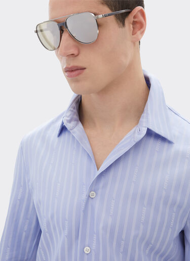 Ferrari Chemise en coton avec motif Ferrari Monogram Oxford Blue 50810f