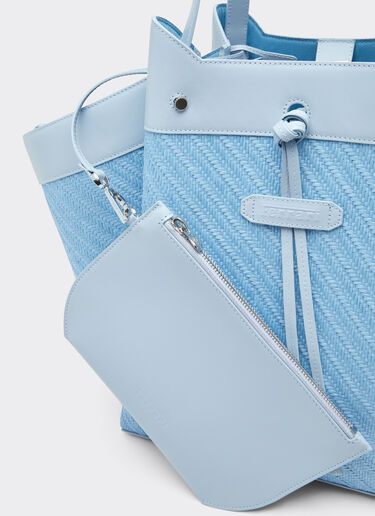 Tote bag Ferrari grande in rafia e pelle Ferrari Tote bag Ferrari grande in rafia e pelle Blu Acciaio 49110f