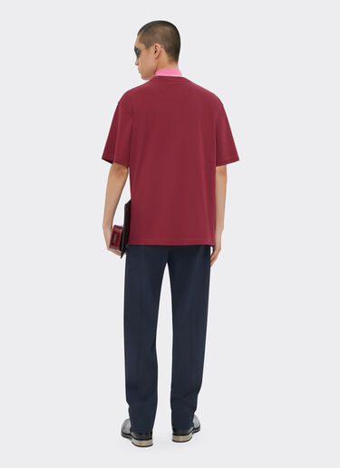 Ferrari Cotton T-shirt with Prancing Horse pocket Burgundy 47824f