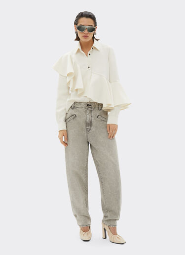 Duchesse twill shirt with ruffles Ferrari Duchesse twill shirt with ruffles Ivory 20997f