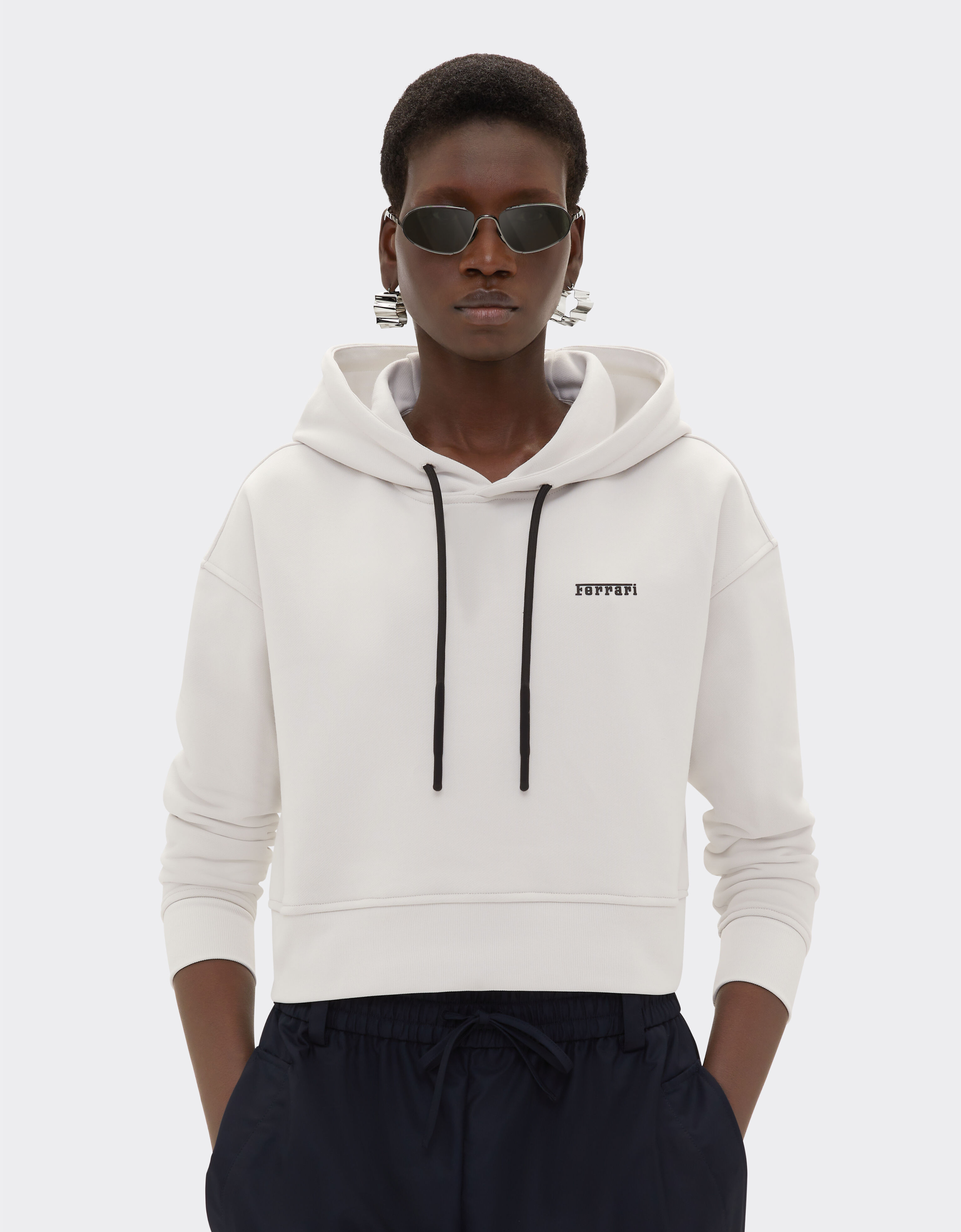 Ferrari Hooded sweatshirt with Ferrari logo Ecru 21274f