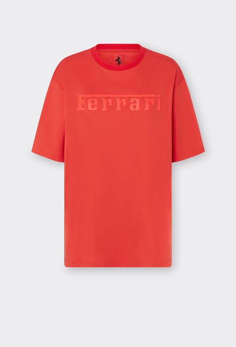 Ferrari Cotton T-shirt with Ferrari logo Rosso Dino 48115f