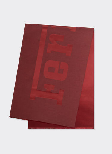 Ferrari Wool and silk scarf with Ferrari logo Mahogany 22718f