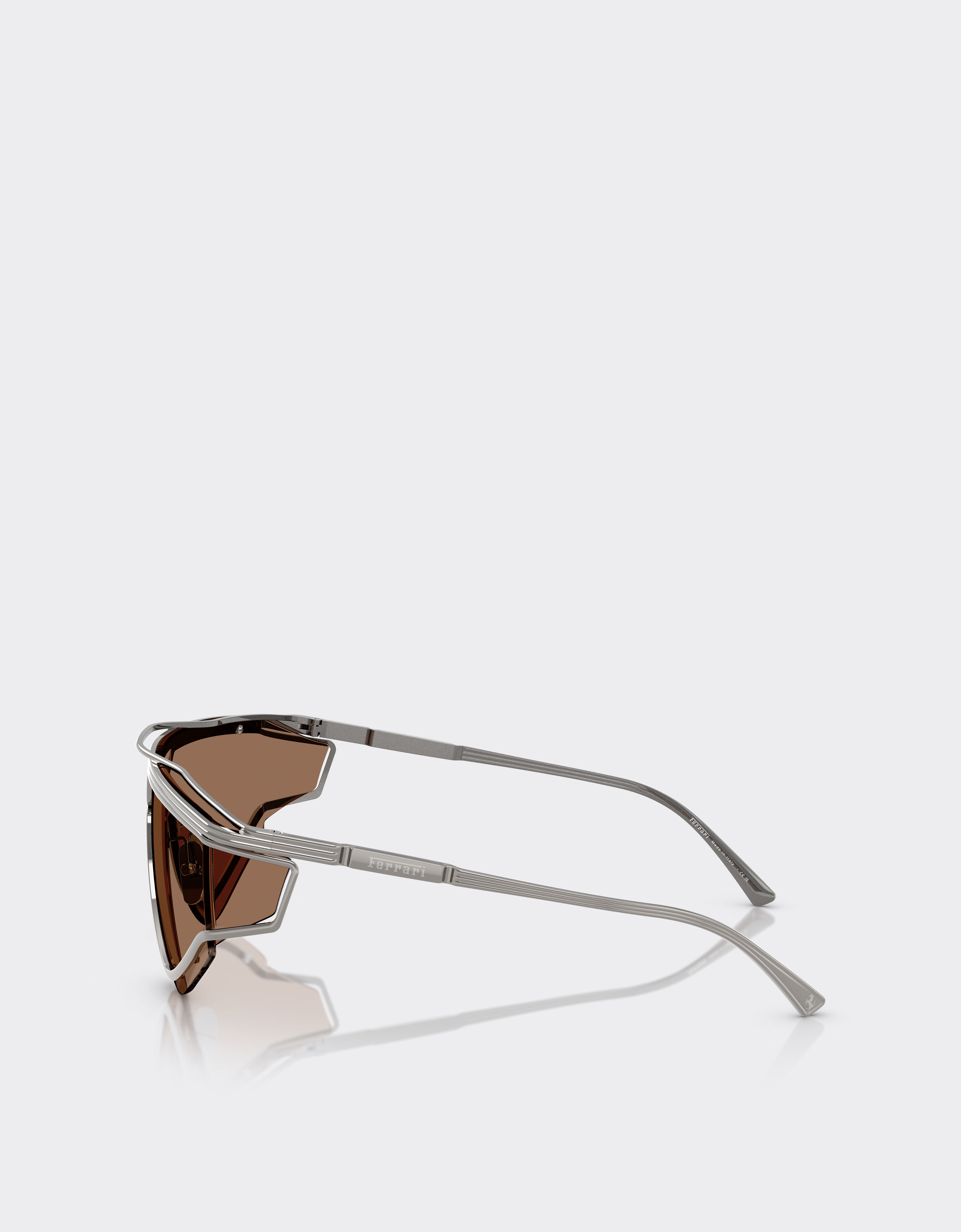 Ferrari Gafas de sol de metal satinado con montura marrón de Edición Limitada Ferrari Gris oscuro F1578f