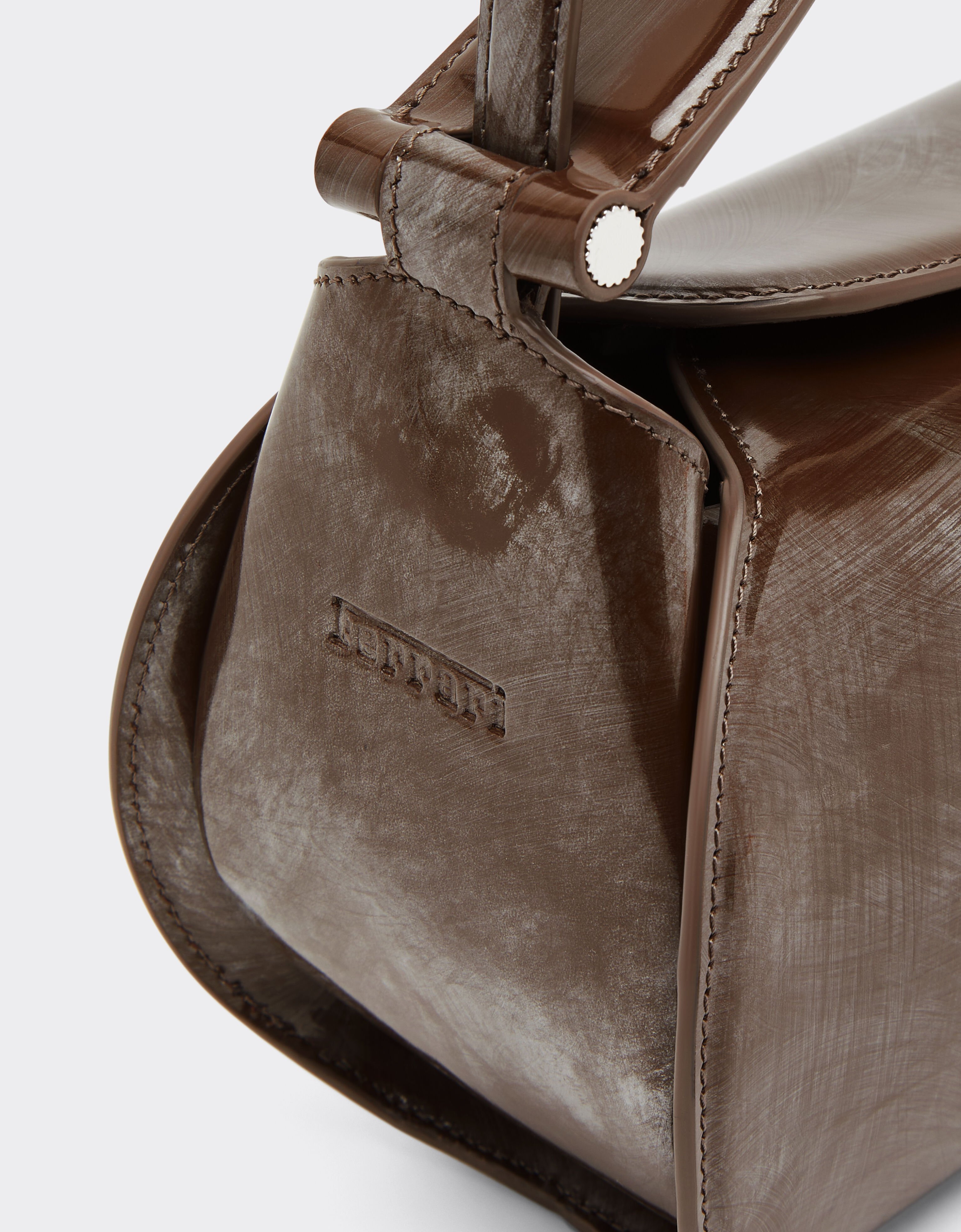 Ferrari La Ferrari Dino top handle bag in abraded leather Silver 49766f