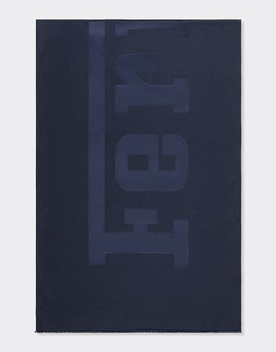 Ferrari Wool and silk scarf with Ferrari logo Navy 22718f