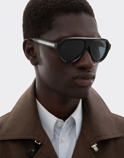 Ferrari Ferrari sunglasses in shiny blackacetate with blue lenses Black LA0ETf