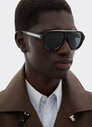 Ferrari Ferrari sunglasses in shiny blackacetate with blue lenses Black LA0ETf