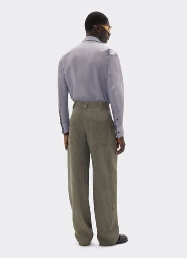 Chemise en barré mélangé soie avec broderie Ferrari Chemise en barré mélangé soie avec broderie Powder Blue CWMSH0021WPL0012f
