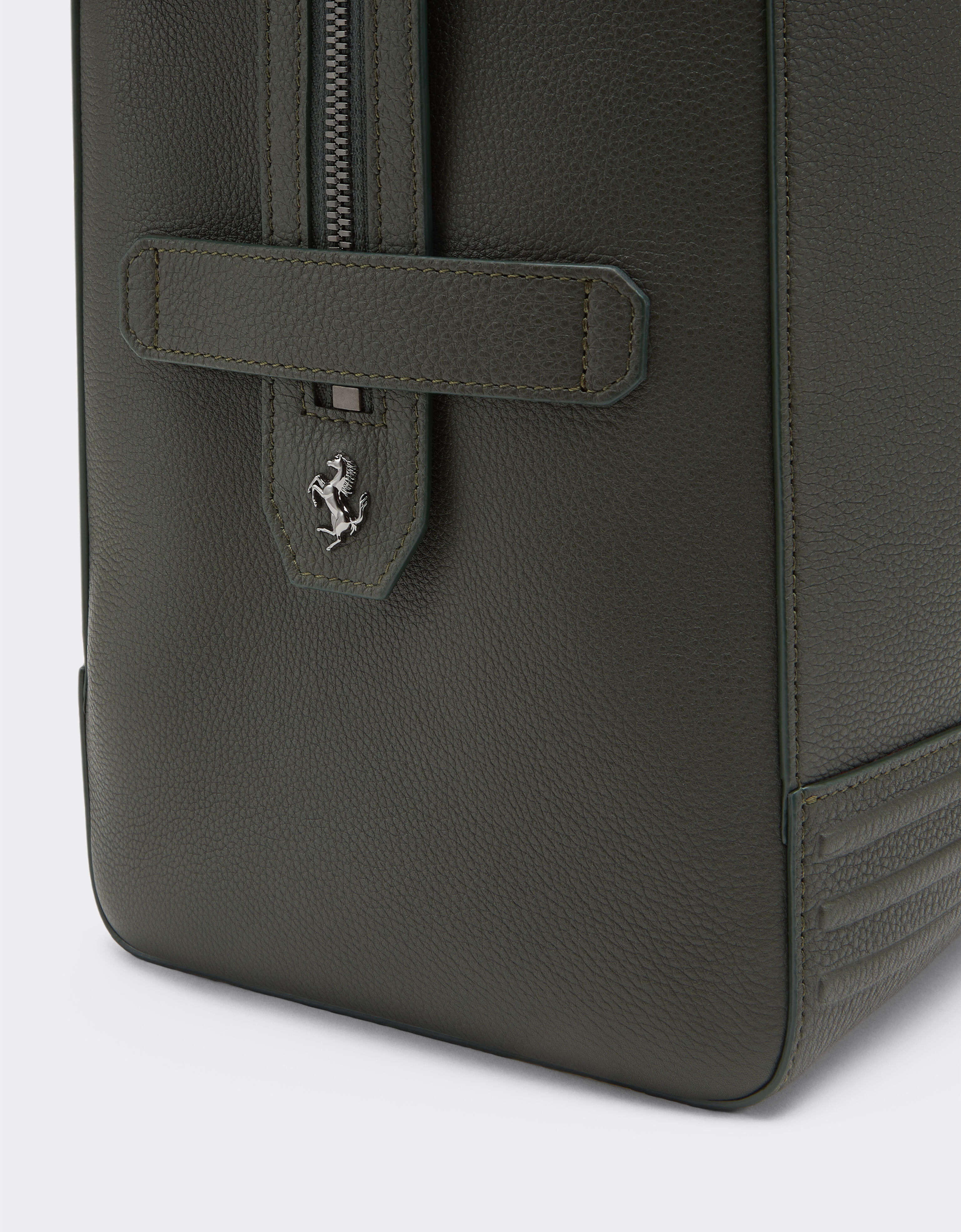 Ferrari Grained leather duffle bag Army 21371f