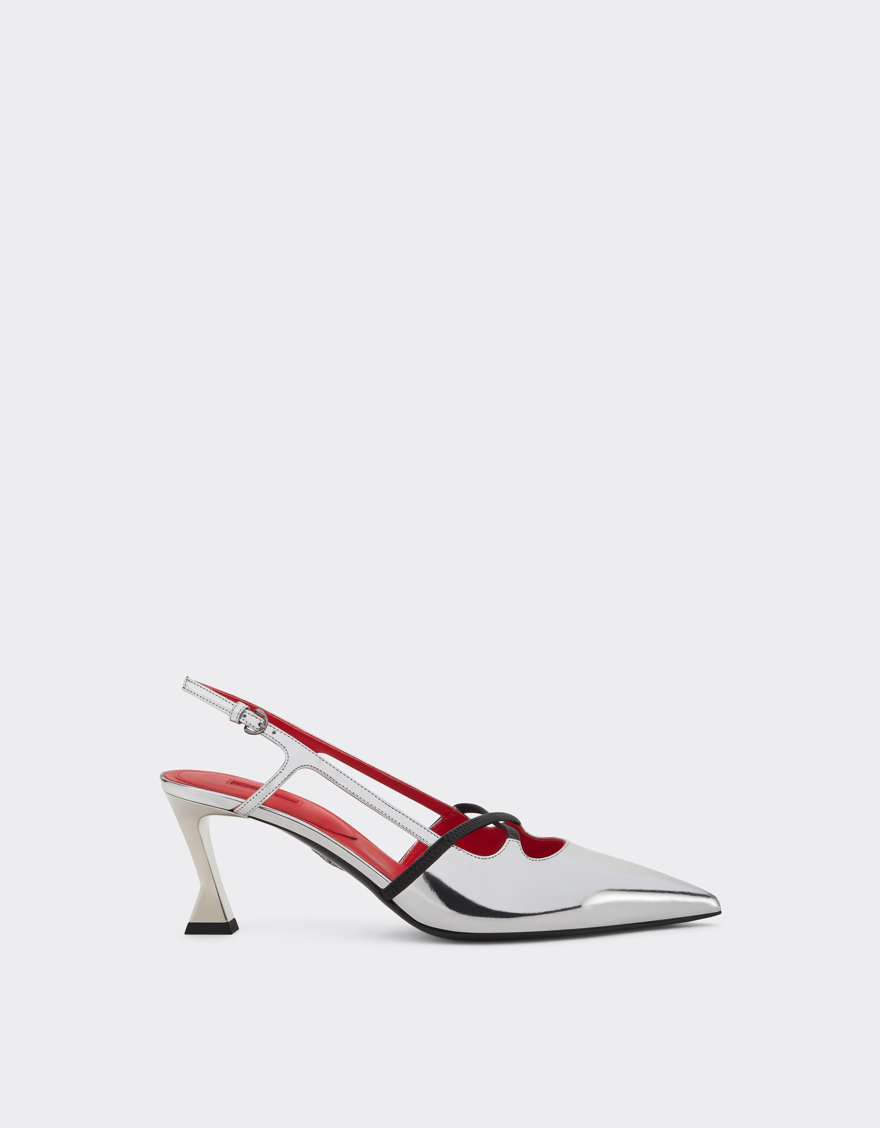 Ferrari Silver mirror slingback shoes with midi heel Silver 21285f