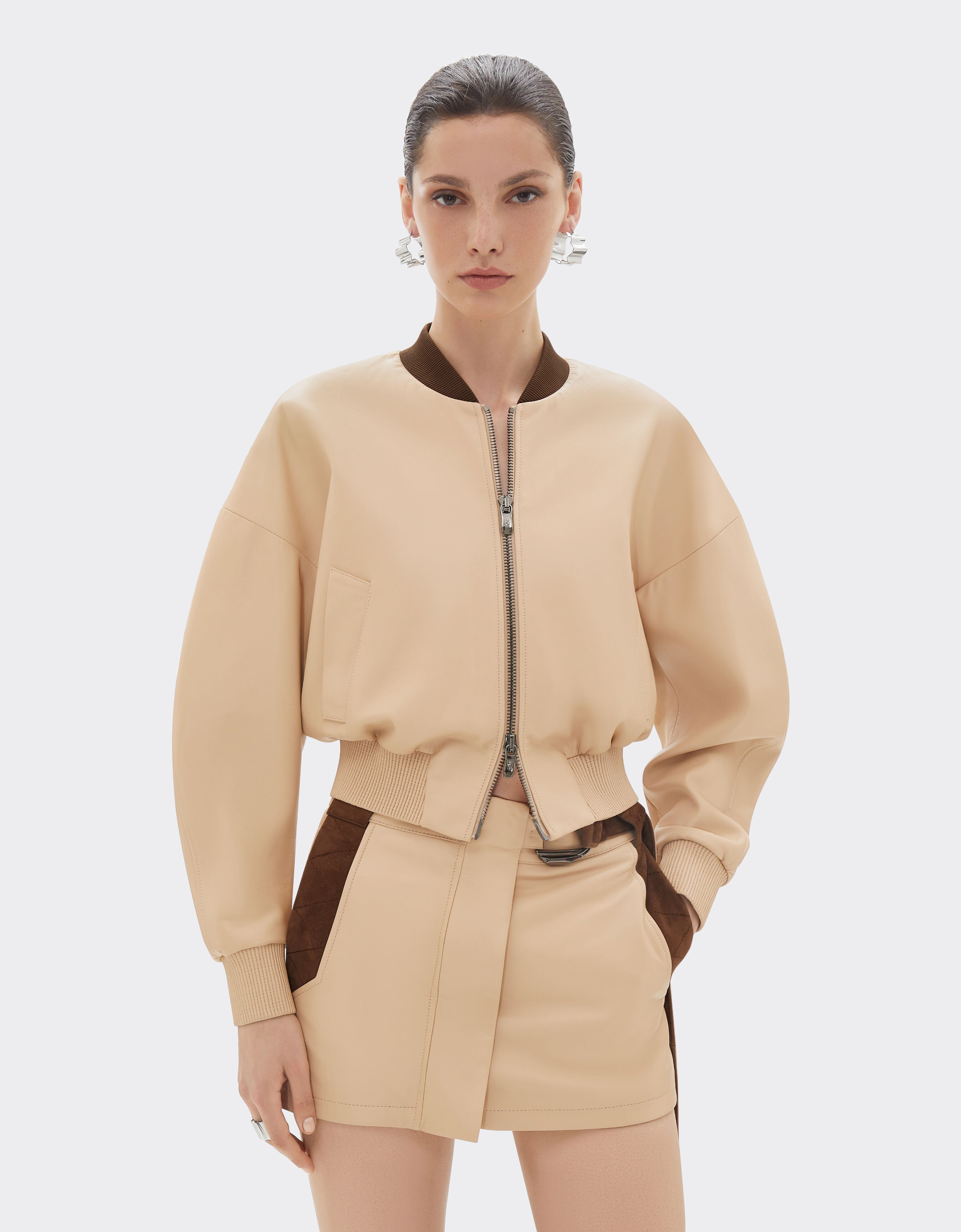 Ferrari Bomber jacket in nappa and suede Chalk 22659f