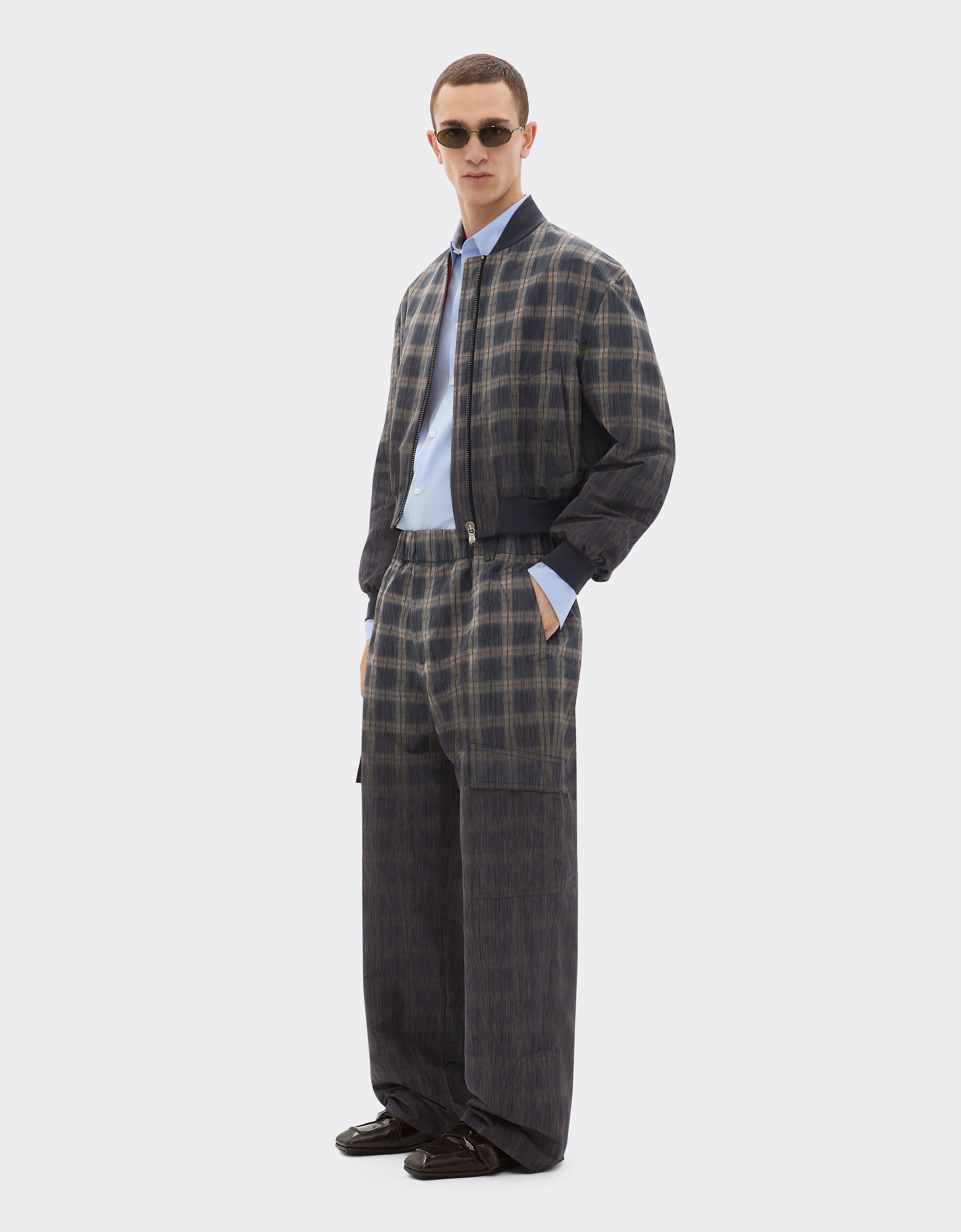 Ferrari Bomber in chiné check printed nylon Mahogany 22654f