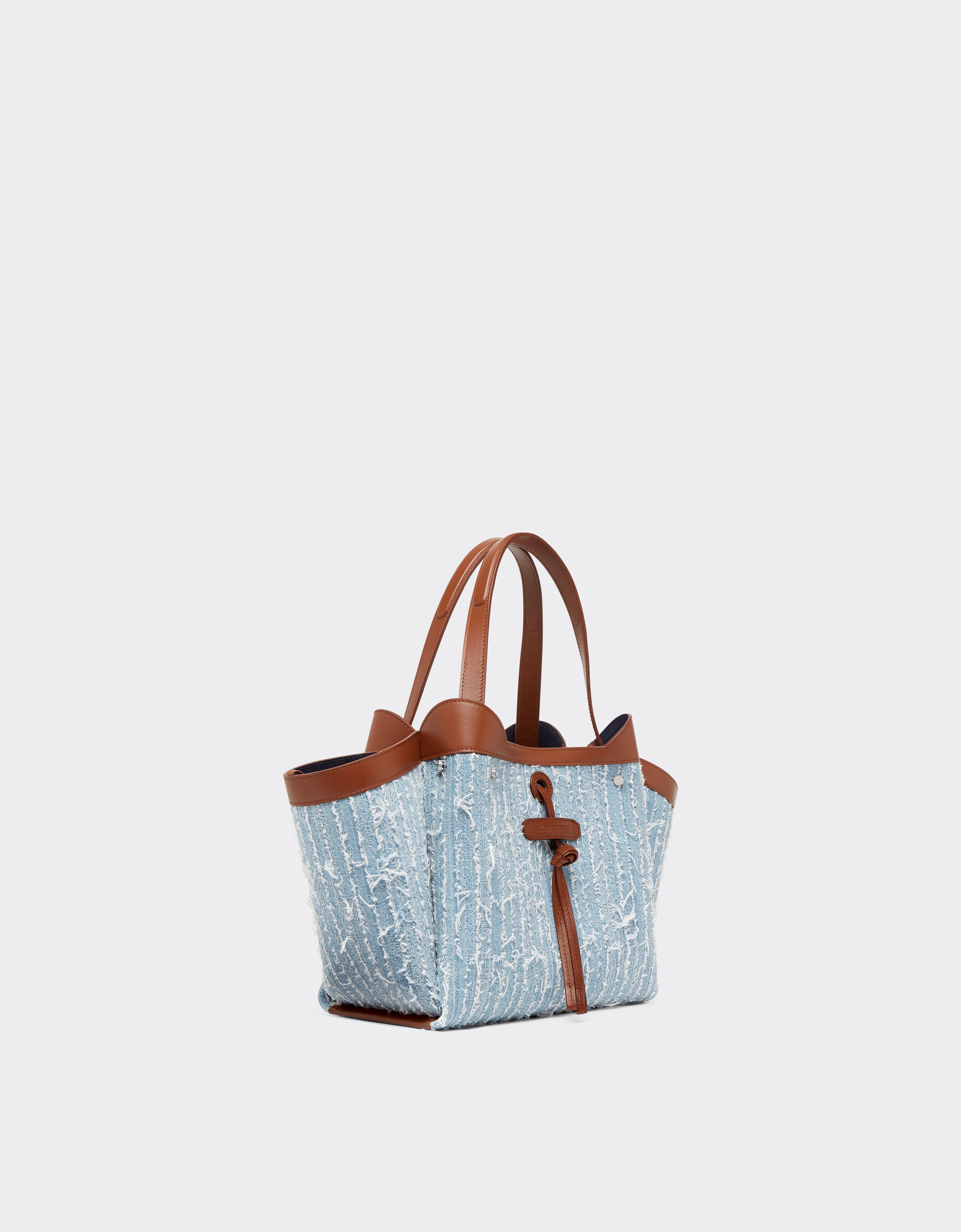 Ferrari Small tote bag in denim and leather Denim Blue 22425f