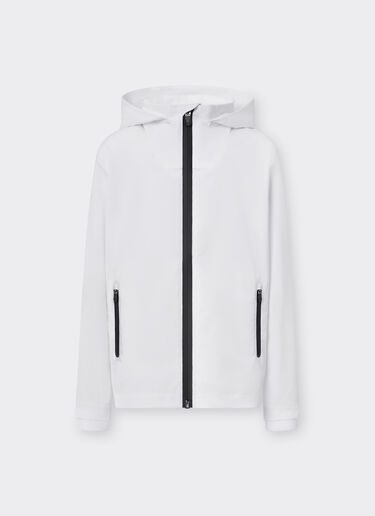 Ferrari Jacket in technical fabric with hood and Ferrari Shield detail Optical White 48523fK