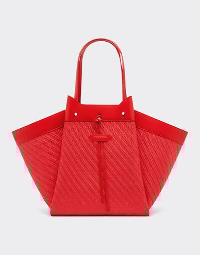 Ferrari Large Ferrari raffia and leather tote bag Rosso Dino 49110f