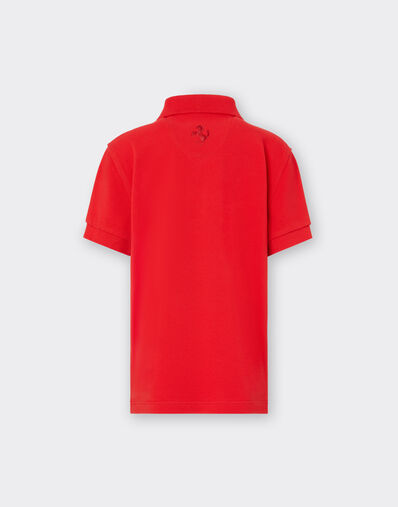 Ferrari Polo de niño en piqué de algodón orgánico Rosso Corsa 20161fK