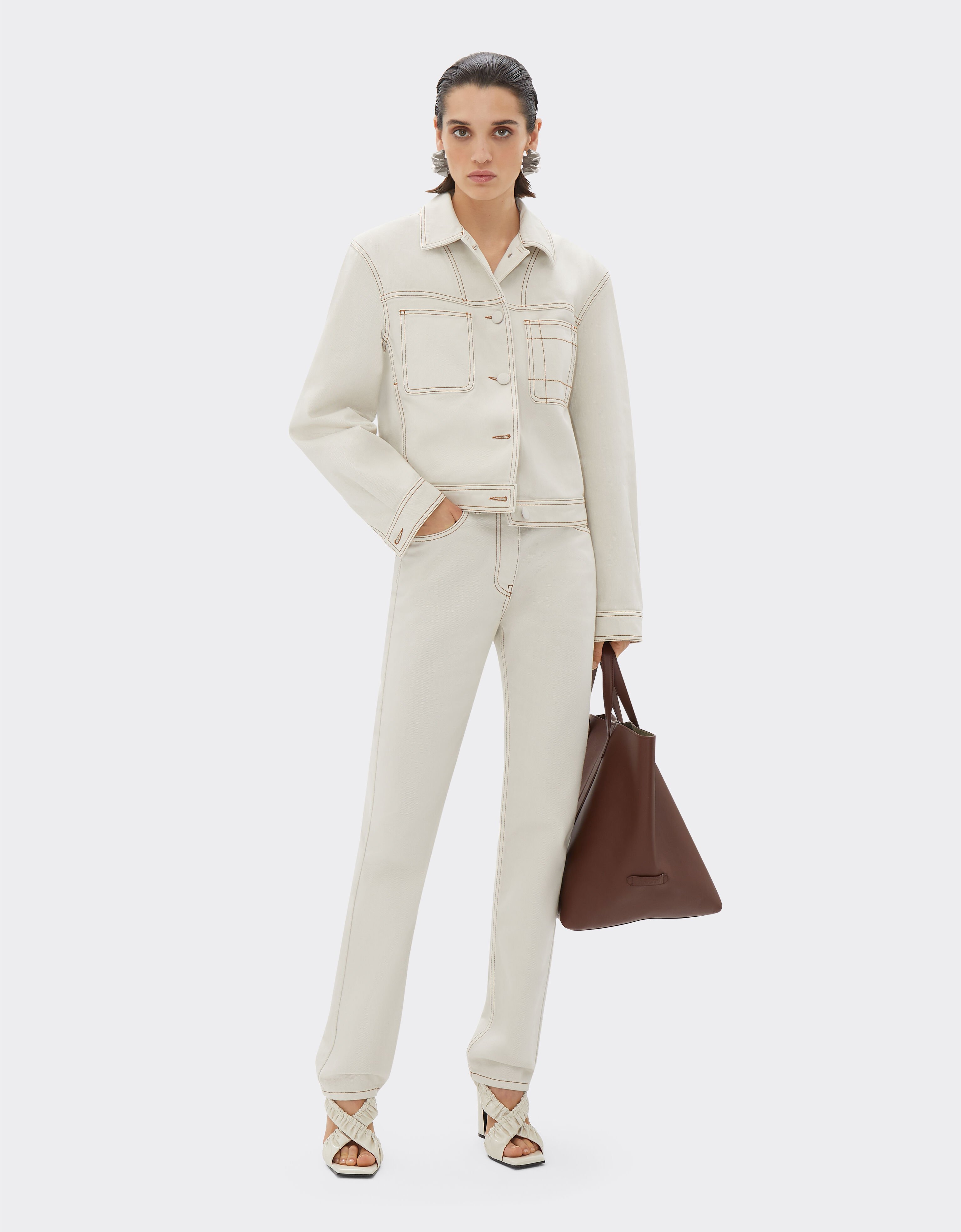Ferrari Five-pocket denim trousers Ecru 21816f