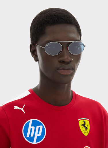 Ferrari Ray-Ban for Scuderia Ferrari RB3775M en bronce y rojo con lentes azules polarizadas Gris metálico LA0EBf