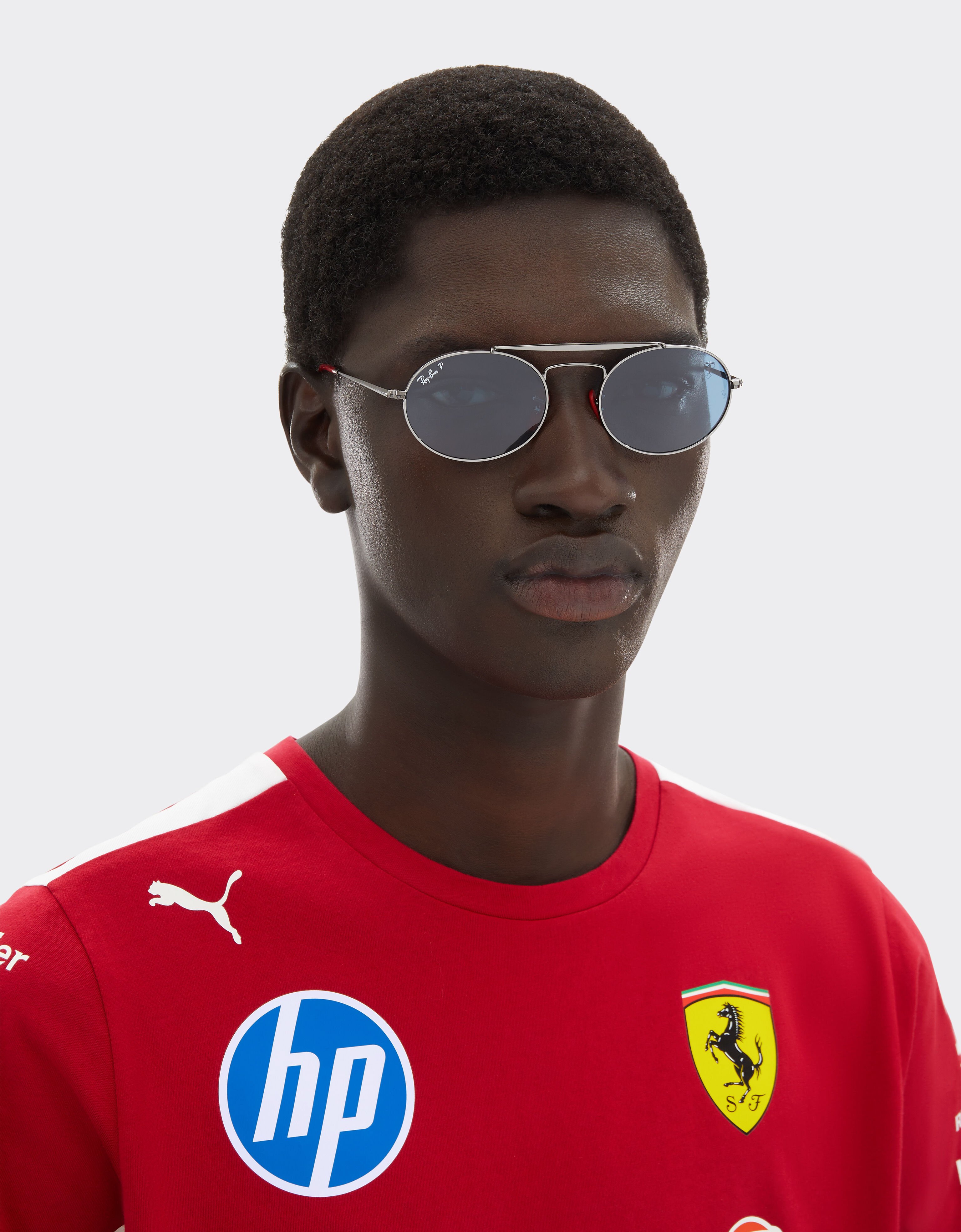 Ferrari Ray-Ban for Scuderia Ferrari RB3775M en bronce y rojo con lentes azules polarizadas Gris metálico LA0EBf