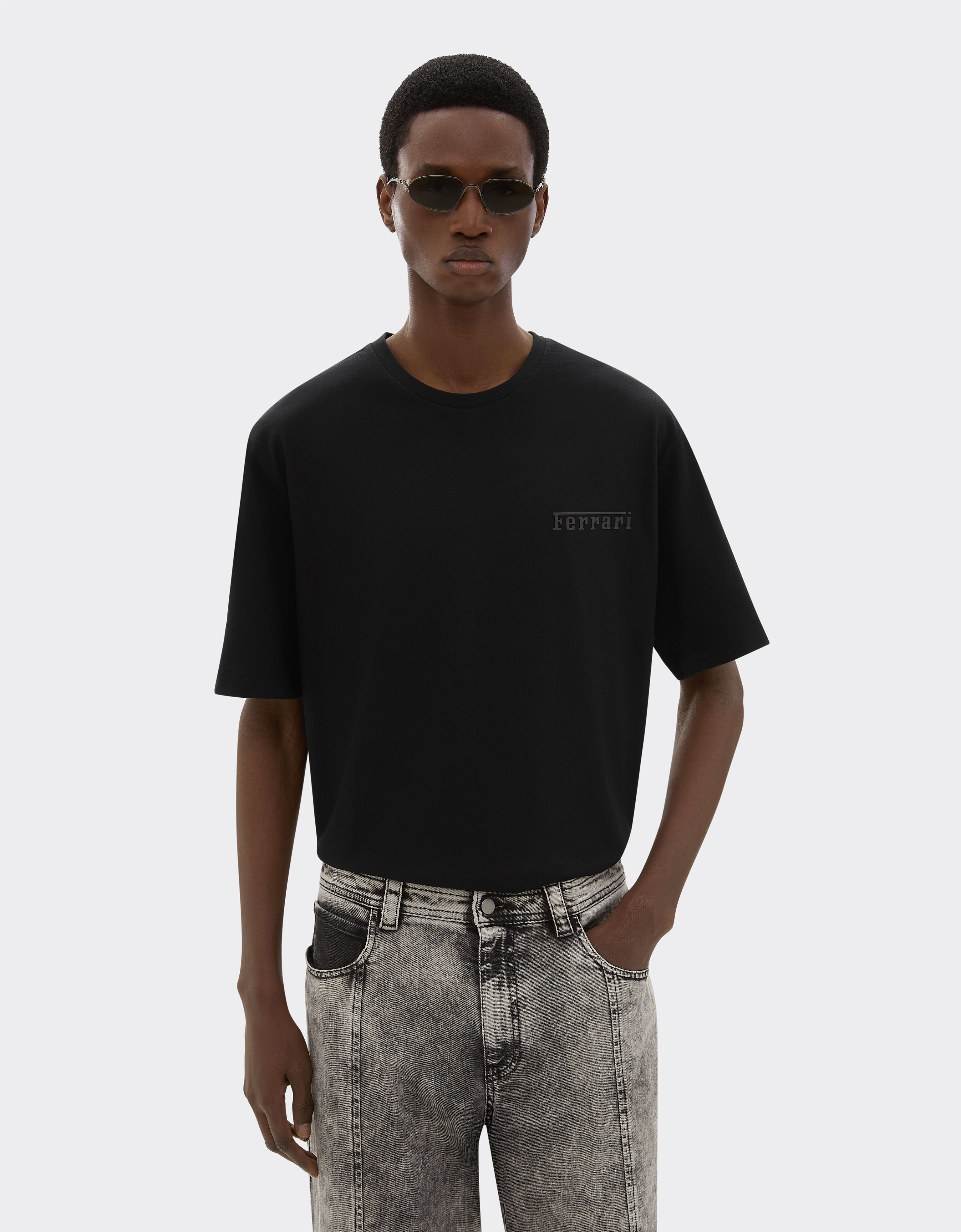 Ferrari Cotton T-shirt with Ferrari logo Black 48114f