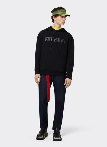 Ferrari Sweatshirt in scuba fabric with metal embroidery and Ferrari logo Black 48118f