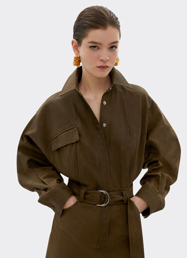 Ferrari Mini dress in dyed cotton twill Tabacco 22351f