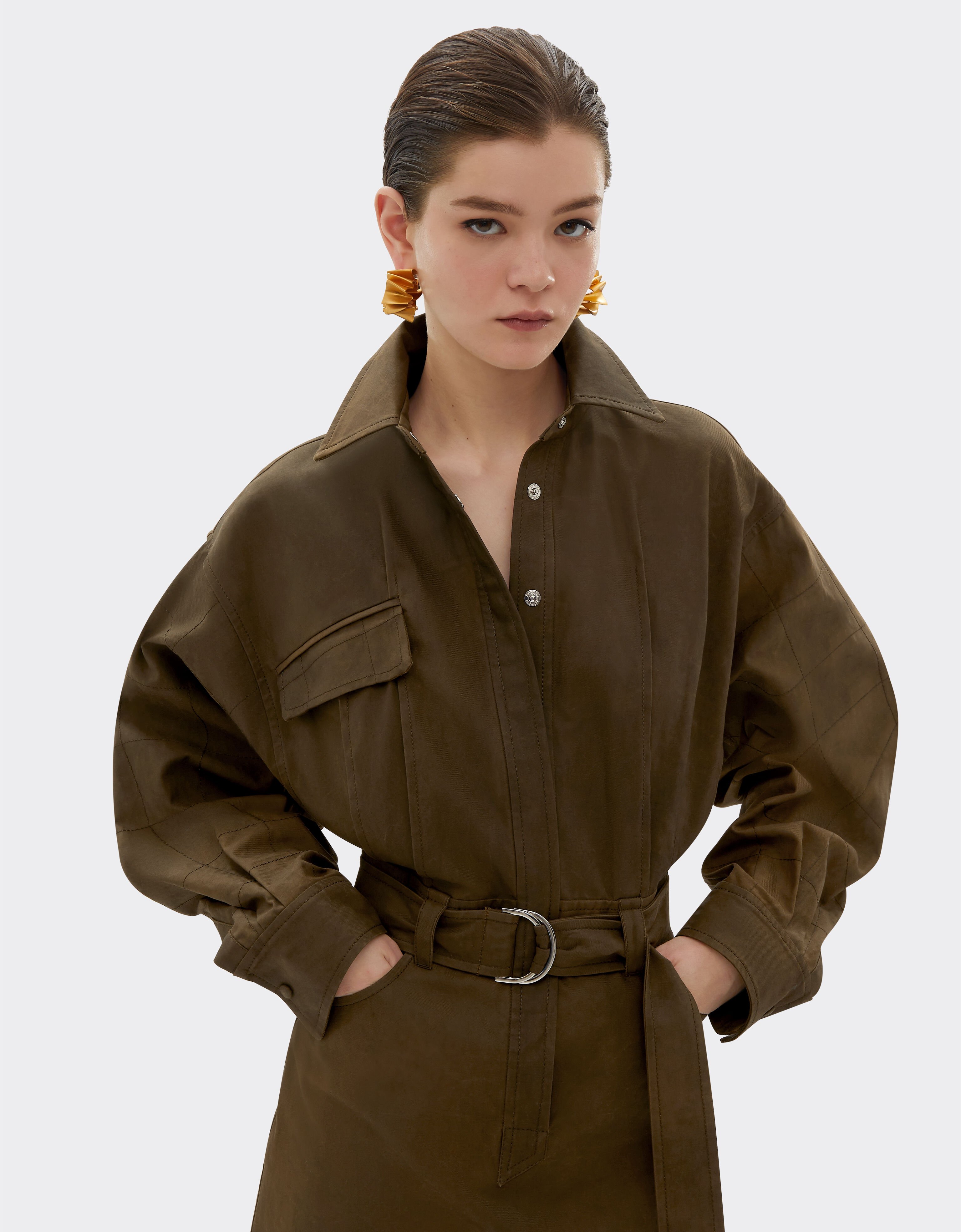 Ferrari Mini dress in dyed cotton twill Tabacco 22351f