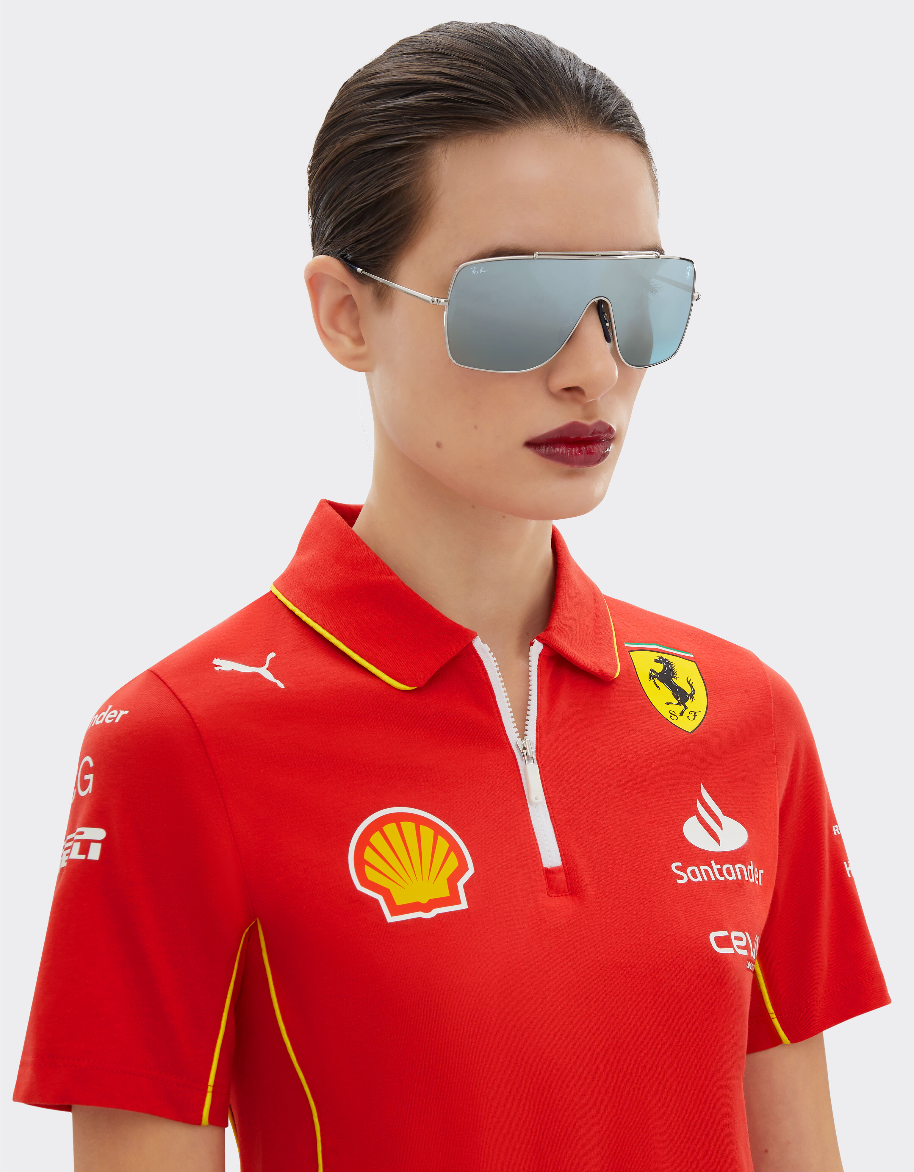 Ferrari Ray-Ban für Scuderia Ferrari RB3697MF in Metall mit blau verlaufenden, verspiegelten Gläsern Silber F1508f