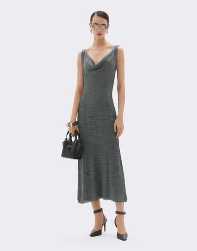 Long Dress in Irregular Ribbed Linen Ferrari Long Dress in Irregular Ribbed Linen Grey CKWDR0015KLI0005f