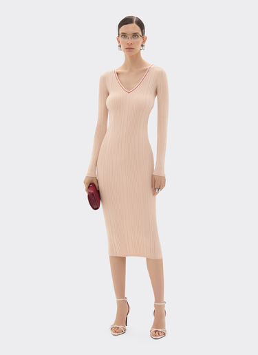 Ferrari Long dress in stretch viscose Powder Pink 49902f