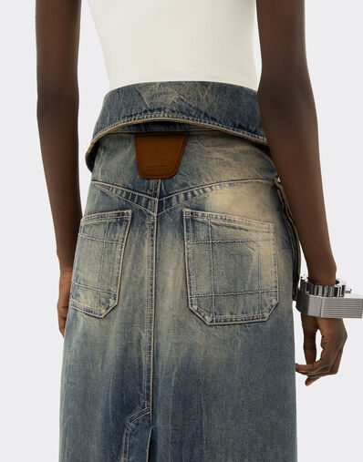 Ferrari Jupe midi en denim acidulé Blu Denim 51190f