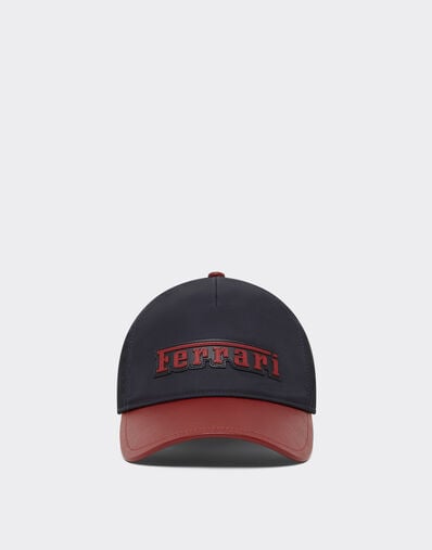 Ferrari Baseball cap in Q-Cycle® nylon and leather Navy 51166f