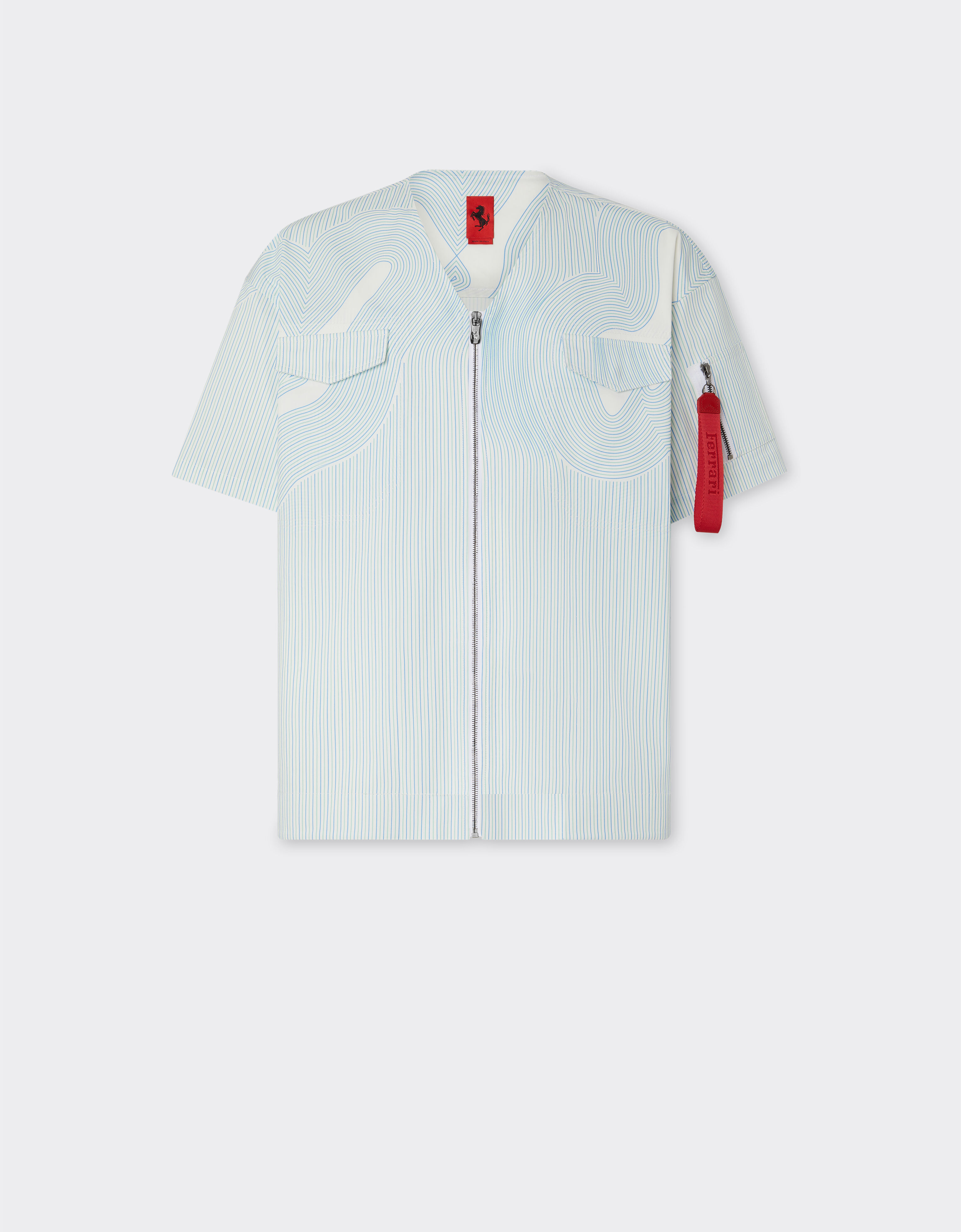 Ferrari Kurzärmeliges Baseballhemd aus Baumwolle Optisch Weiß 48493f