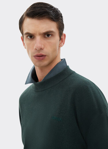 Ferrari Maglia girocollo in lana e cashmere Verde Militare 21204f