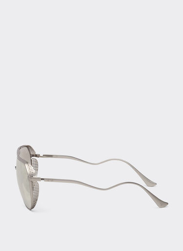 Ferrari Ferrari sunglasses in matt silver-tone titanium with silver mirror lenses Ingrid LA02Hf