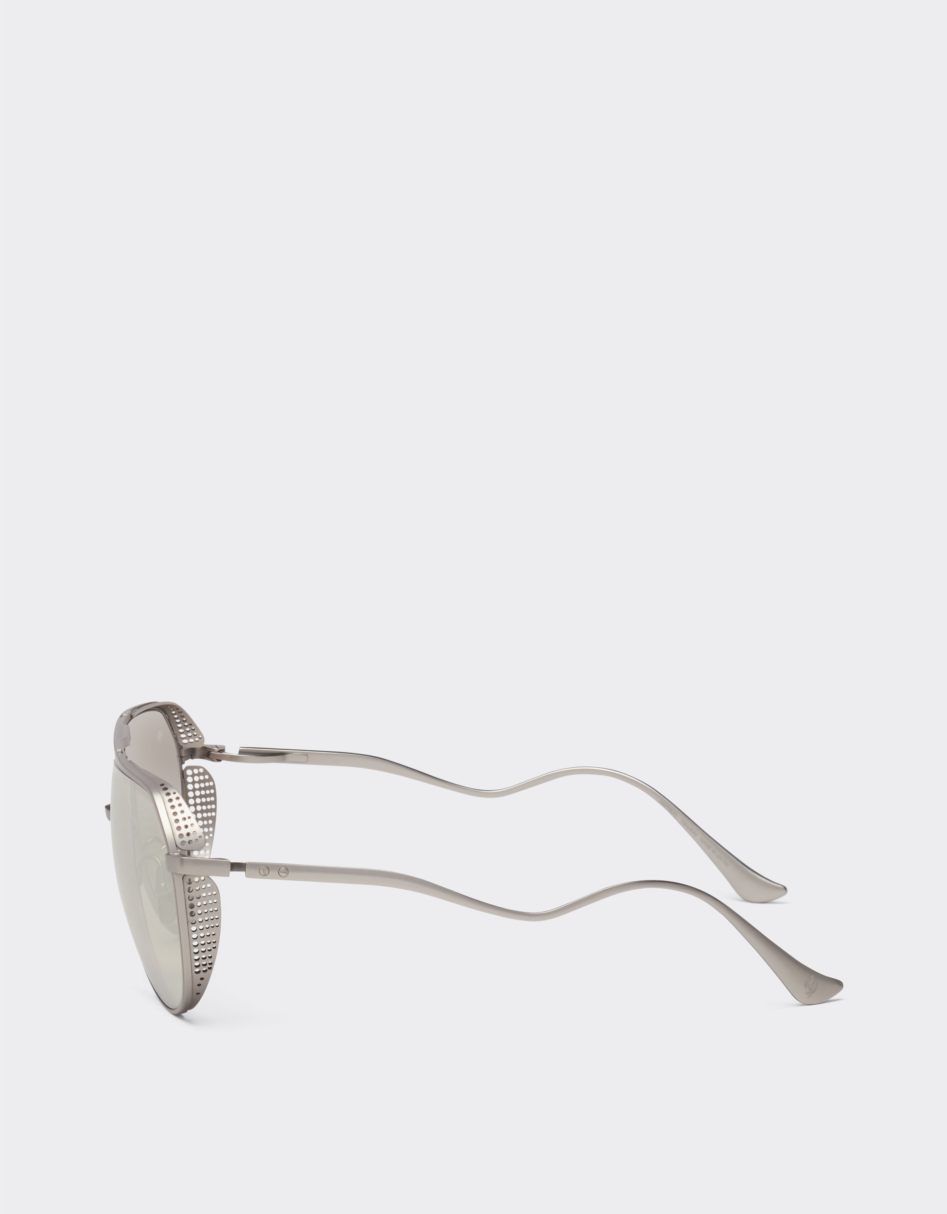 Ferrari Ferrari sunglasses in matt silver-tone titanium with silver mirror lenses Ingrid LA02Hf