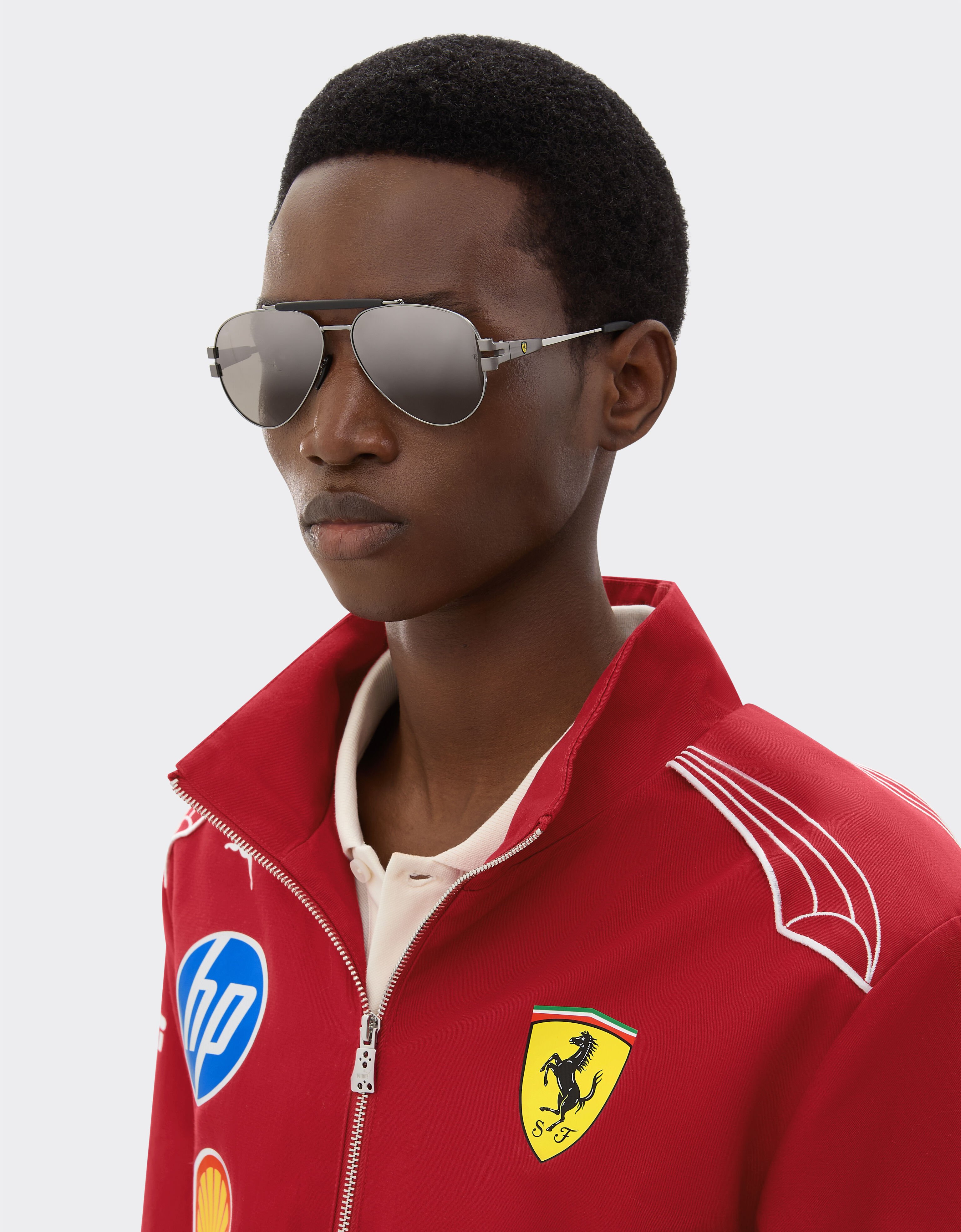 Ferrari Ray-Ban for Scuderia Ferrari RB3762M in gunmetal grey metal with polarised gradient grey lenses Ingrid LA016f
