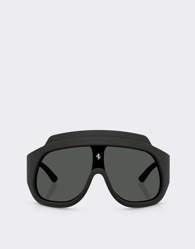 Ferrari Black Ferrari Limited Edition shield sunglasses in injected material and leather with dark grey lens Gold F1525f
