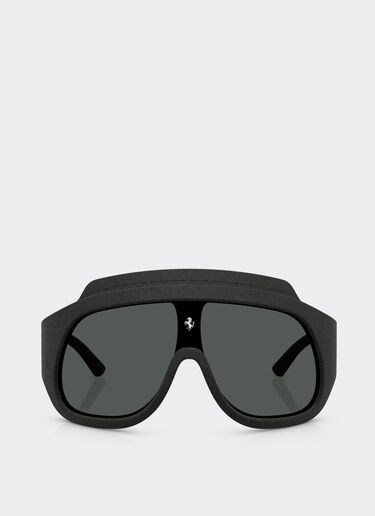 Ferrari Black Ferrari Limited Edition shield sunglasses in injected material and leather with dark grey lens Black F1581f