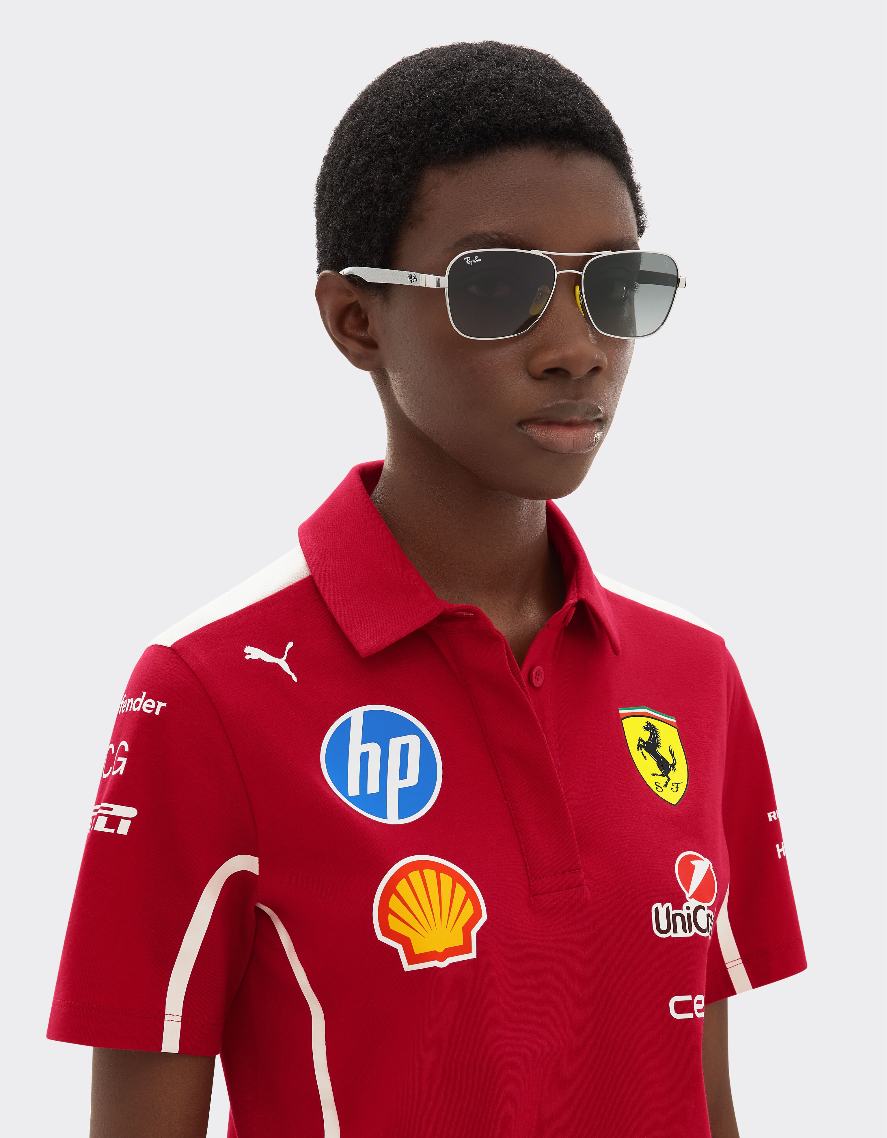 Ferrari Ray-Ban for Scuderia Ferrari RB8336M in matt black metal and light carbon fibre with gradient grey lenses Silver LA02Gf