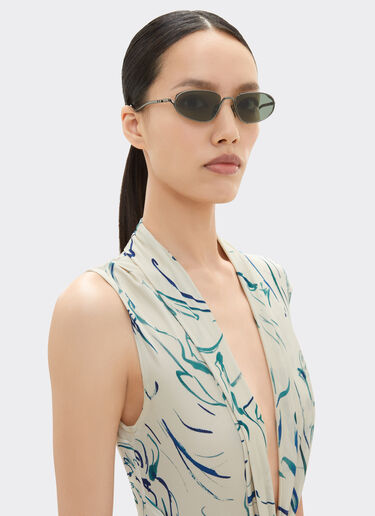 Ferrari Ferrari sunglasses in gunmetal grey titanium with green lenses Ingrid LA02Tf