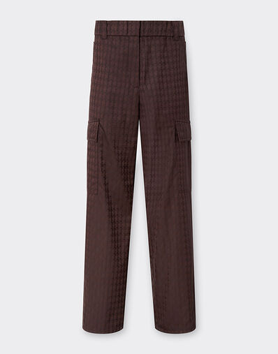 Ferrari Cargo trousers in Q-Cycle® jacquard with Cavallino Monogram Mahogany 22634f