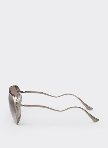 Ferrari Lunettes de soleil Ferrari en titane gunmetal mat avec verres polarisés gris dégradés Or Satiné LA02Af